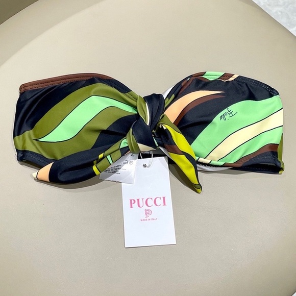 Emilio Pucci Black Multicolor Wave-Print Bikini Top and Bottom - Picture 5 of 6